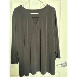Plus size Simomton Says 3X Black blouse with peekaboo neckline